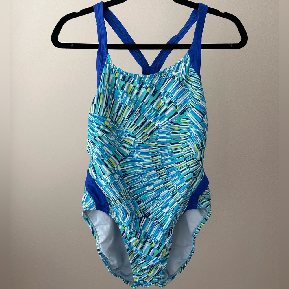 Nike women’s Blue and Green Patterned One Piece